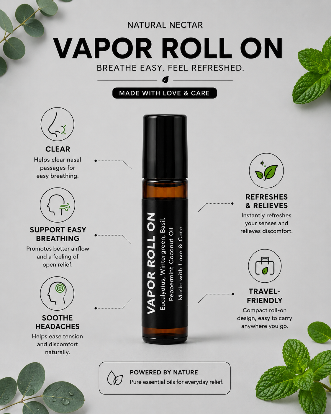 Eucalyptus & Peppermint Vapour Roll On | 10ml