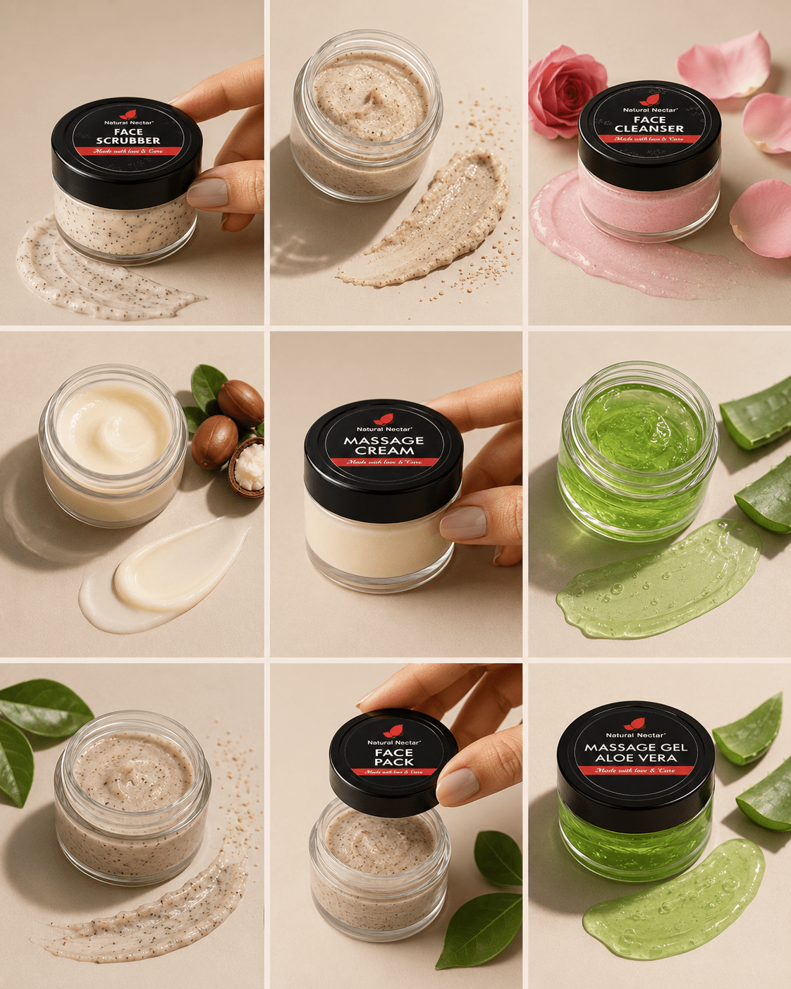 Natural Nectar 5-in-1 Facial Kit in lifestyle composition with skincare theme.