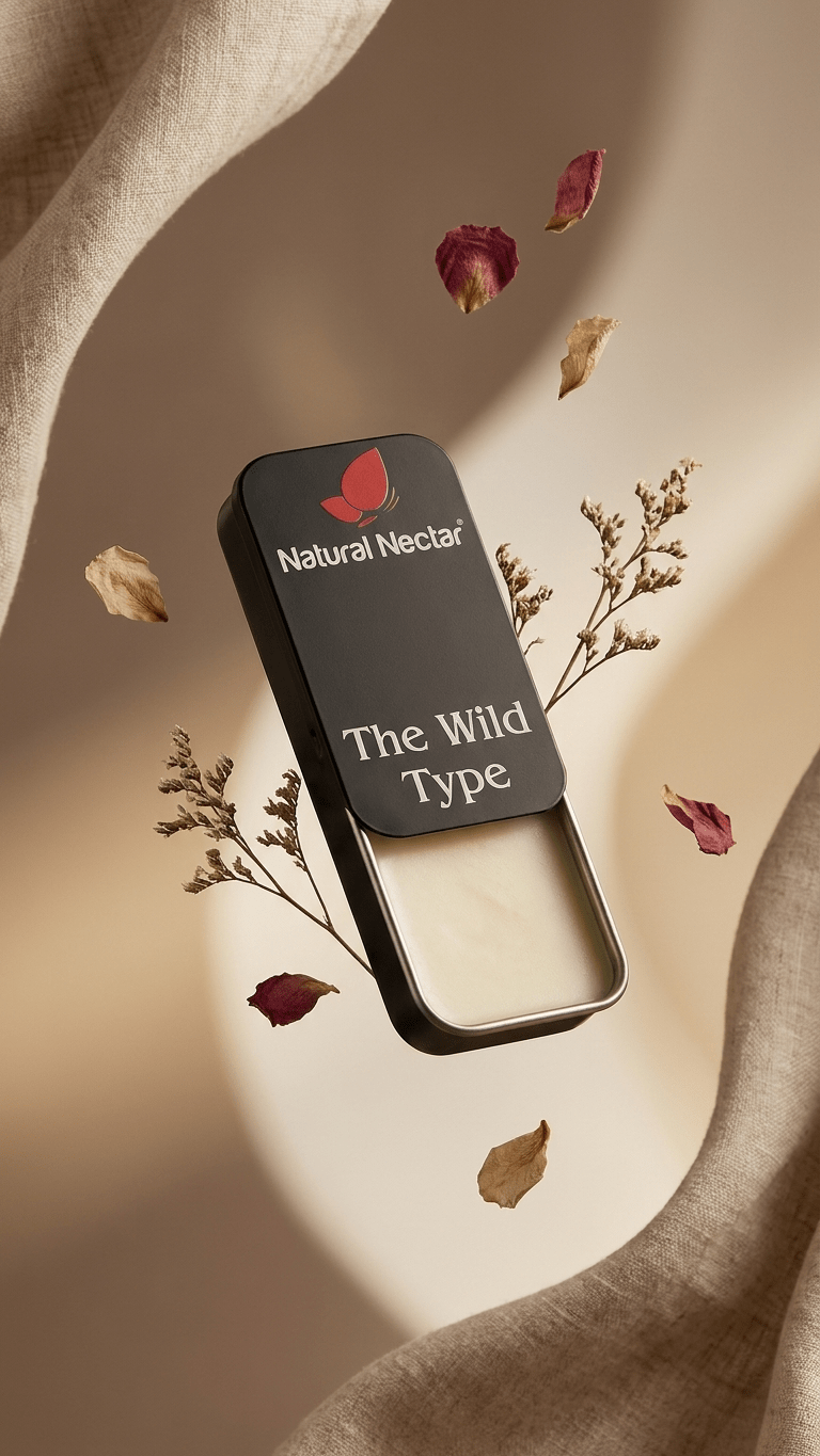 Natural Nectar The Wild Type Amber Marine Solid Perfume on neutral background.