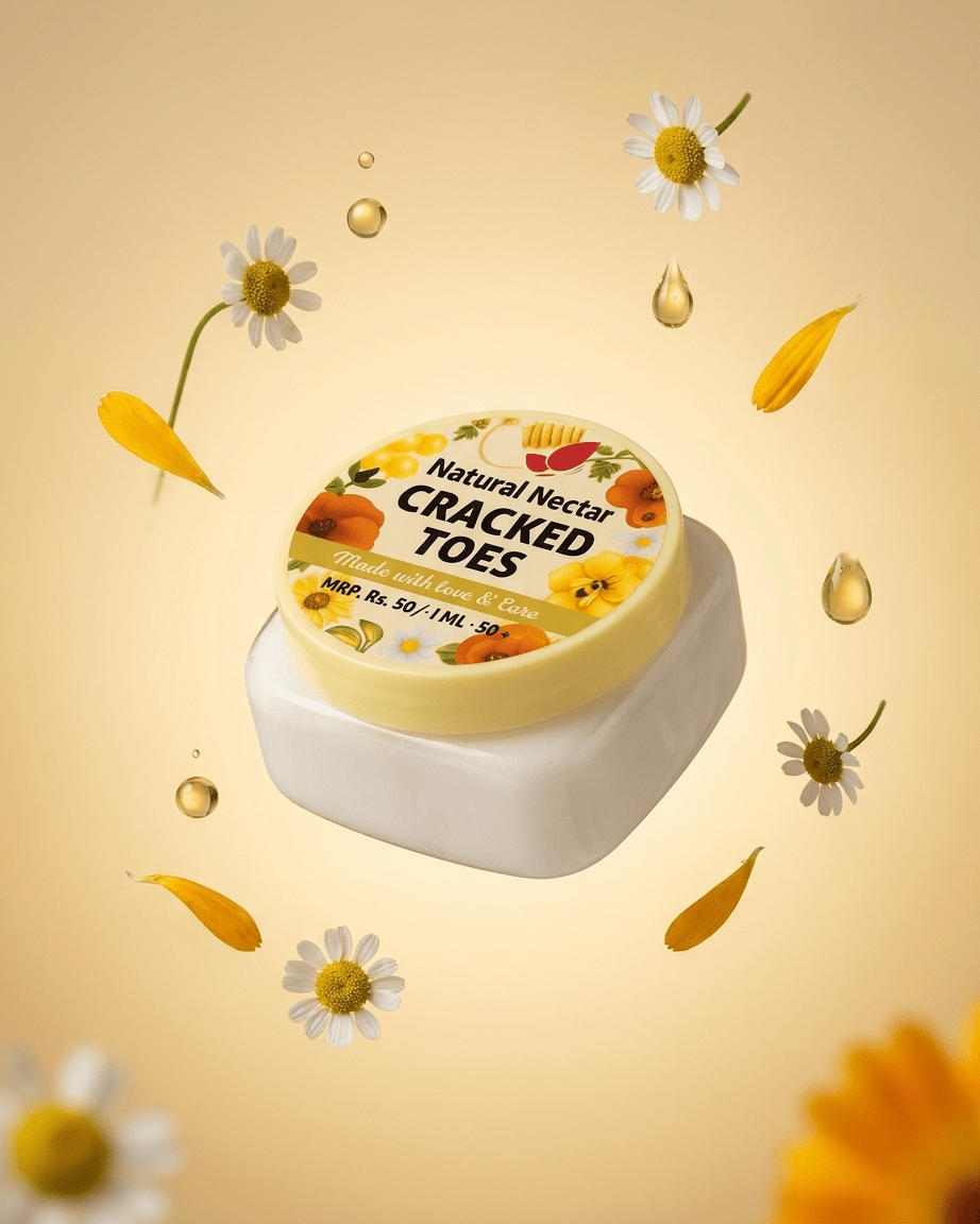 Natural Nectar Beeswax Cracked Heel & Toe Cream jar on neutral background.