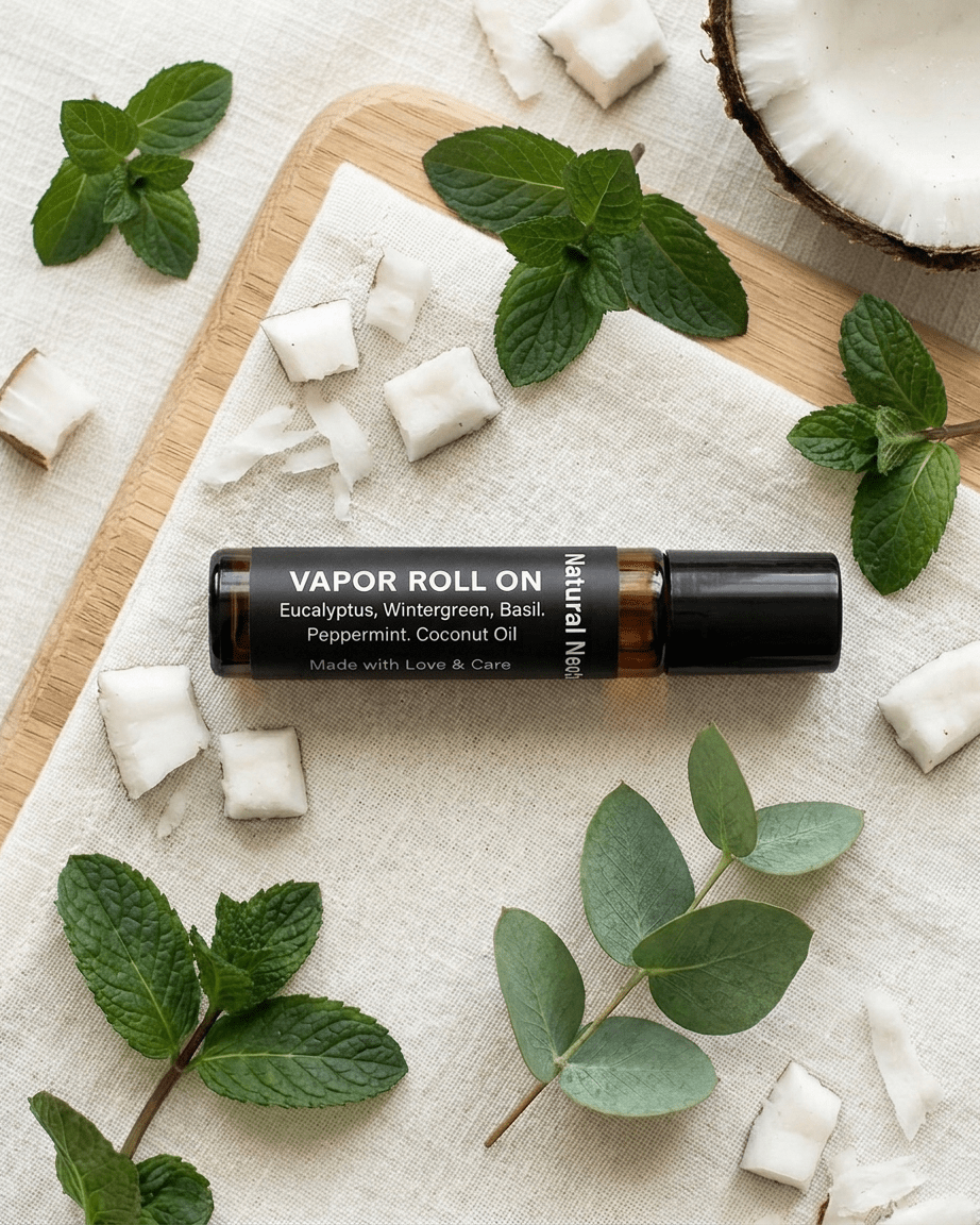 Natural Nectar Eucalyptus & Peppermint Vapour Roll-On product shot with packaging visible.
