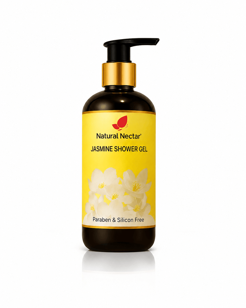 Natural Nectar Jasmine Body Wash bottle on neutral background showcasing product design.