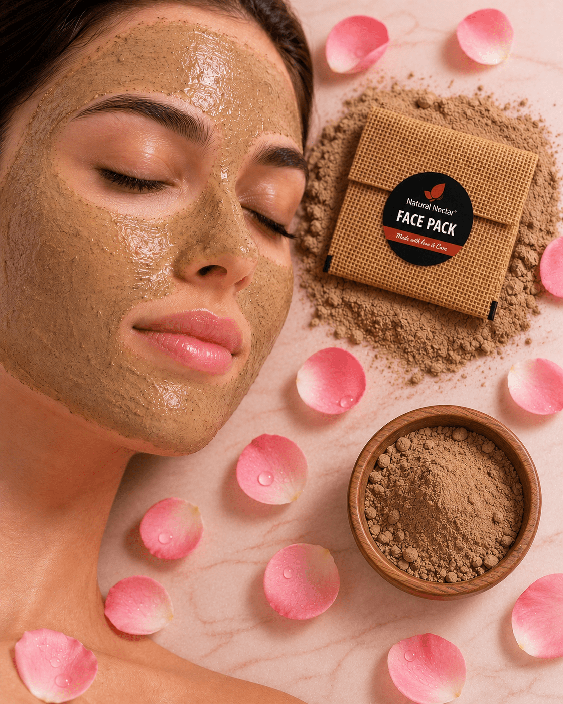 Natural Nectar Papaya & Amla Glow Face Pack in lifestyle composition with skincare theme.